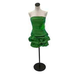 Y2K Fairycore Opalescent Green Floral Sheer Sash Tiered Bubble Skirt
